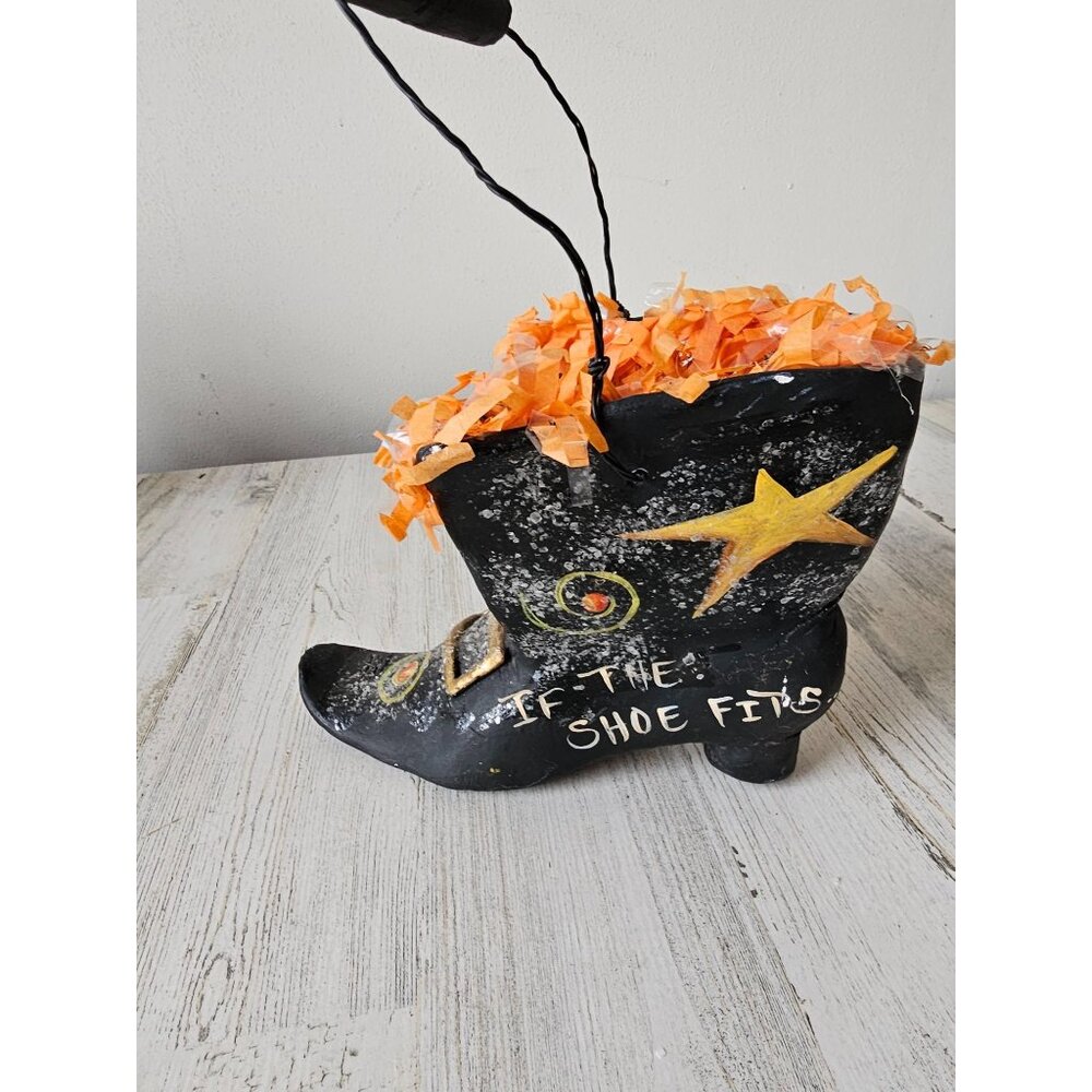 vintage Plaster Halloween witch shoe decor shabby chic‎ basket unique queen star